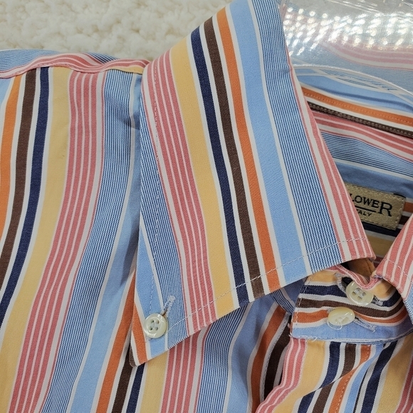 Altemflower Shirt Mens L 16.5 42 Colorful Striped Button Down Long Sleeve Pocket - Picture 11 of 16